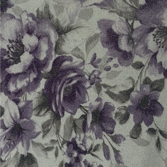 Women’s Floral Glitter Knit Top with Embellished Neckline - Purple/Gray - Picture 5 of 16